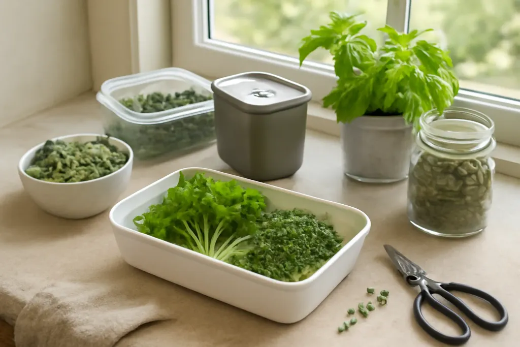 Editorial photo illustrating freezer burn herbs fix