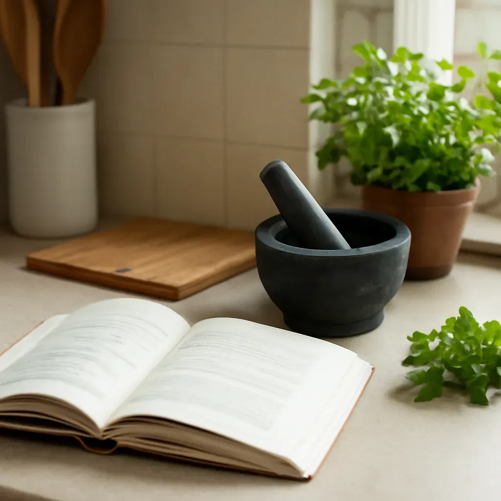 AI-generated editorial product photograph (not the exact linked listing) of beginner thai cookbook